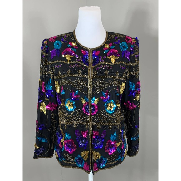 Y2K Sequin Top Evening Cocktail Holiday Party Christmas New Years Winter Wedding - Picture 4 of 12